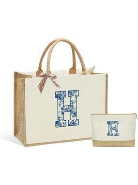 Personalized Monogrammed Tote Bag for Women | Custom Canvas Makeup Bag, Gift